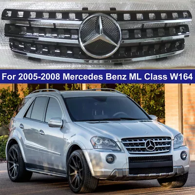 Front Grill For 2005-2008 Mercedes Benz ML Class W164 ML320 ML350 Black W/Emblem • $169.95