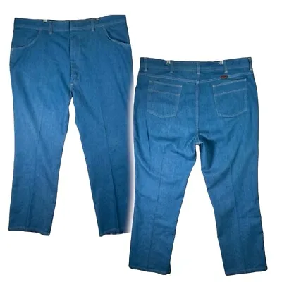 VTG 70s Wrangler Jeans Mens Size 44x32 Made In USA Hook & Bar Polyester 85498LB • $19.95