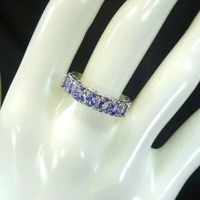 1.05 Ct Natural Tanzanite Solid Sterling Silver Ring- US (8 ) AU (Q) • $77.06