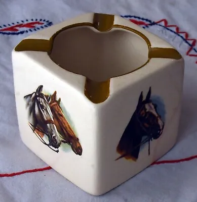 Wade China: Wade England Ceramic Cube Ashtray With Horse Head Transfers • £2.99