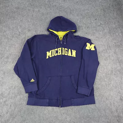 Michigan Wolverines Hoodie Mens XL Blue Jacket Full Zip Sweater Embroider Adidas • $24.99