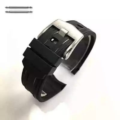 Black Curved End Silicone Rubber Strap Replacement Watch Band #4446 • $16.95