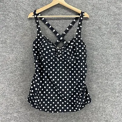 Motherhood Maternity Tankini Top Women XL Black Polka Dot Lined Nylon Sleeveless • $10.49