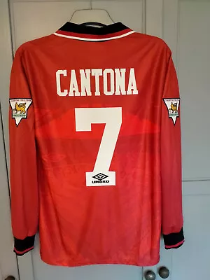 CANTONA Manchester United 1994 95 1996 Home Football Shirt  Long Sleeve SIZE XL  • £32