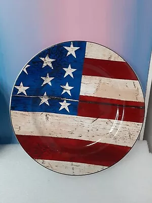 Sakura Colonial American Flag Warren Kimble 1997 7 Salad Plate 8 1/4  Black Trim • $50