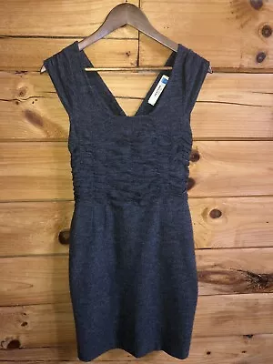 Anthropologie Sparrow 100% Merino Wool Knit Sweater Gray Sheath Dress Sz S • $32.89