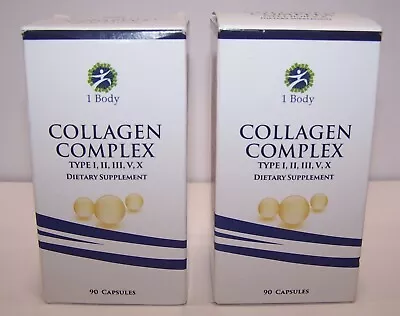 1 Body Collagen Complex Type I II III V X Supplement 90 Cap 2 Pack EXP 04/24 • $12