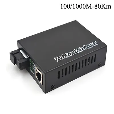 100/1000 Mbps Gigabit Media Converter RJ45 Ethernet To Fiber Optic 80Km S/M SC • $429