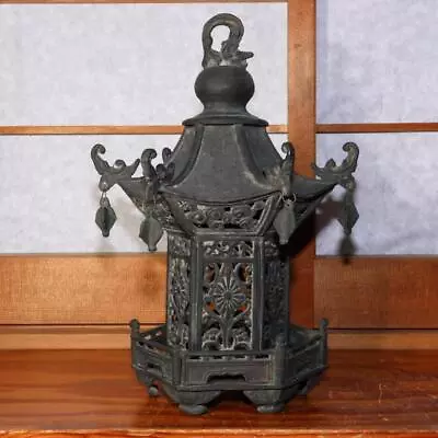 Japanese Bronze Lantern Temple Hexagonal Lantern Buddhism BOS789 • $118.50