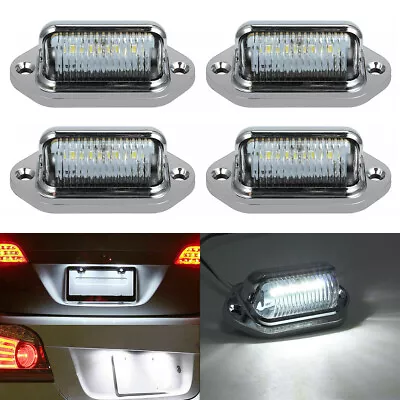 4x Chrome 6 LED License Plate Tag Light Lamp For Truck SUV Trailer Van Universal • $13.98
