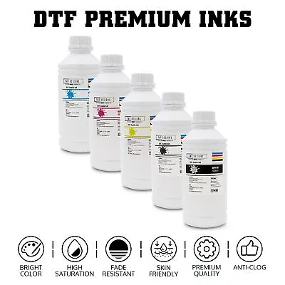 PREMIUM Direct To Film Transfer Pigment Ink T-Shirt Printing DTF CMYKW - UK • £59