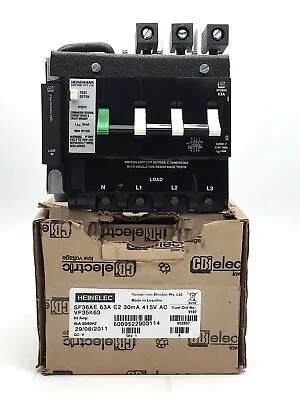 CBi Heinelec Heinemann SF36AE 63A RCD Circuit Breaker 6kA 30mA C2 3Ph 4P 415V AC • $385