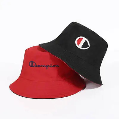 Champion Bucket Cap Fisherman Hat Sun Hat Double-sided Hats Fashion Red/Black • $16