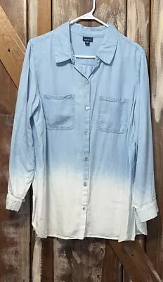 J Jill Denim Ombre’ Dip Dye Denim Button Up Shirt Size XL • $15