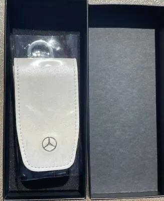 Genuine Mercedes White Leather Key Case Stainless Steel Details Gen6 Collection • $67