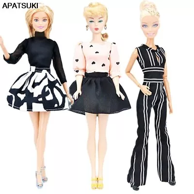 3sets/lot Handmade Doll Clothes For Barbie Dress Set Shirt & Skirt Zebra Rompers • $28.25