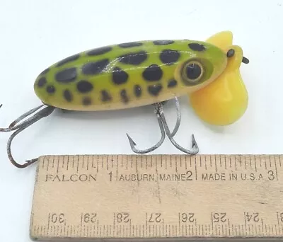 Vintage Fred Arbogast Wartime Jitterbug Lure Frog Yellow Plastic Lip + • $9.95