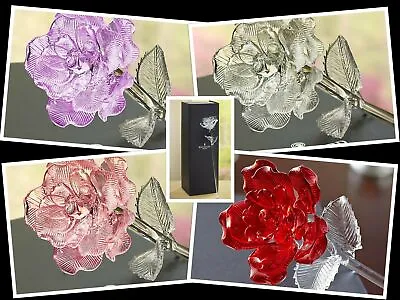 $99.99 • Buy Waterford Crystal Rose-Fleurology Flower Pink Red Lavender Clear New In Box