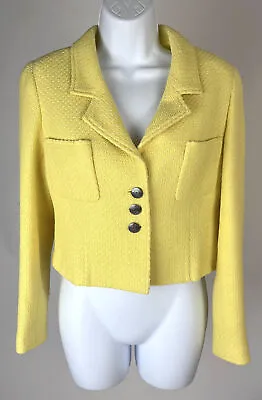 $999.99 • Buy Chanel Vintage 97C Yellow CC Button Wool Short Jacket (Approximate) Sz 36