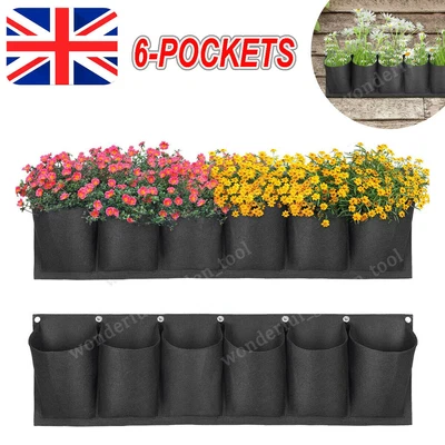 £5.99 • Buy 6 Pockets Wall Hanging Planting Bags Plant Herb Grow Bag Planter Outdoor Garden