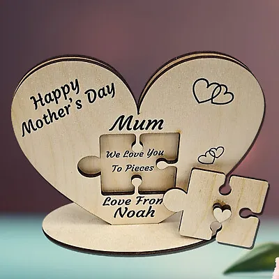 Mothers Day Gift For Mum Mummy Beautiful Personalised Wooden Heart Mum Gifts • £6.89