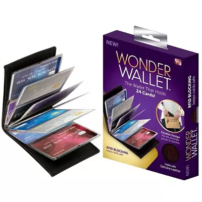 Slim RFID Blocking Leather Wonder Wallet Credit Card Holder As Seen On TV Purses • $14.29