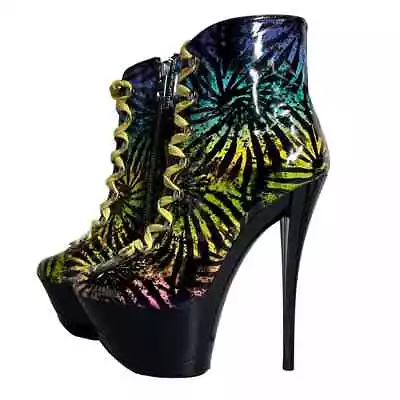 Rat Baby Platform Boots Womens Size 8 Rasta Tie Dye Psychedelic  • $59