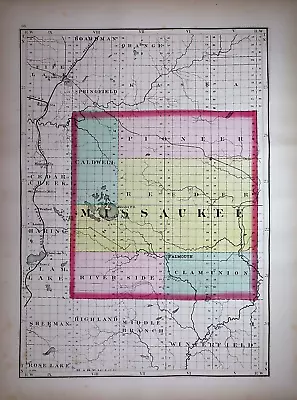 1873 Plat Map FALMOUTH MISSAUKEE Co. MICHIGAN / ROSCOMMON Co. On Reverse • $45.95