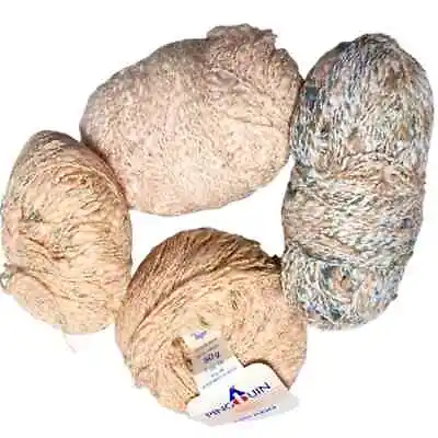 4 Balls Vintage Pingouin Mikado 3 Colors Aran US 6-7 Cotton Blend 88 Yds 80m • $16.88