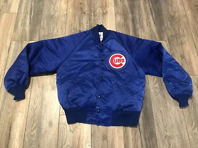 Vintage 80's Starter Chicago Cubs MLB Satin Jacket Men’s L USA Blue EUC • $148.50