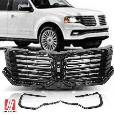 Fits Lincoln Navigator 2015-2017 Front Upper Grille Gloss Black With Black Trim • $705.91