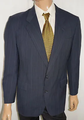 Hart Schaffner Marx $1095 Suit Jacket 40S Navy Pinstripe Silver Trumpeter Blazer • $69
