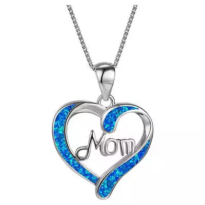Mom Necklace For Mom 925 Sterling Silver Love Heart Pendant Necklace Birthstones • $15.29