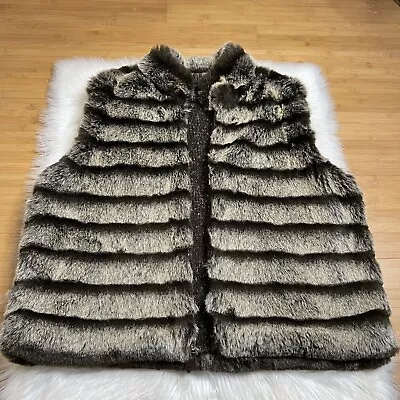 Donna Salyers Fabulous Furs Vest Womens XL Brown Faux Mink Fur Full Zip Mob Wife • $60