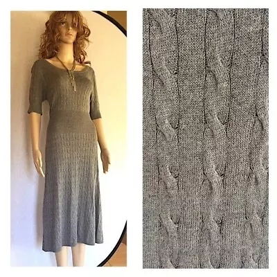 Isaac Mizrahi Target Sweater Dress Midi Half Sleeve Stretch Gray Knit Womens L • $20.99