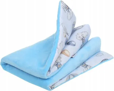 Baby Blanket Reversible Light & Soft Double Sided 75x50 Blue/ Walk In The Cloud • £13.99