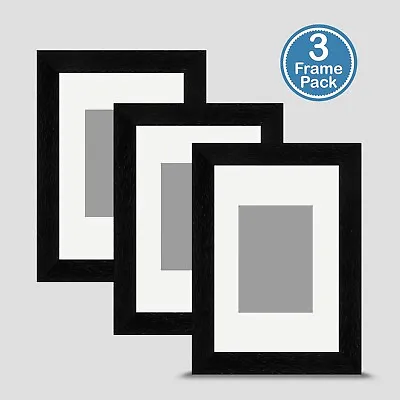 Black Photo Frame 6x4 X3 MULTI PACK Incl Soft White Mount 3.5x2.5 ACEO Art Print • £20.50