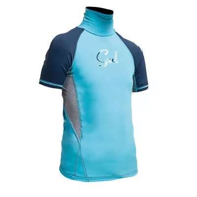 Gul Junior Flatlock Short Sleeve Rashguard 2023 - Turquoise/Navy • £13.20