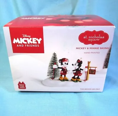 St Nicholas Square Christmas Village Disney Mickey & Minnie Skiing NEW For 2023 • $28.45