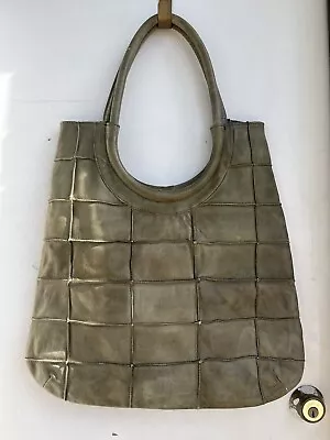 Anthropologie Boho Vintage Leather Tote Hobo XL Bag Olive Green Granycore • $55