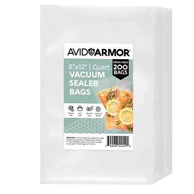 $24.79 • Buy 200 8x12 Quart Size Food Vacuum Sealer Bags For Food Saver, BPA Free, Freezer