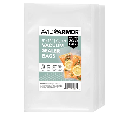 $24.79 • Buy 200 8x12 Quart Size Food Vacuum Sealer Bags For Food Saver, BPA Free, Freezer