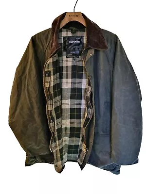Barbour  Classic Beaufort Tartan Wax Waterproof Green Jacket Coat Size XL • $55.95