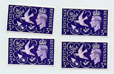 4 Stamps : The Only British UK Freemasonry / Masonic Stamps Ever Issued 1946 3d. • £3.95