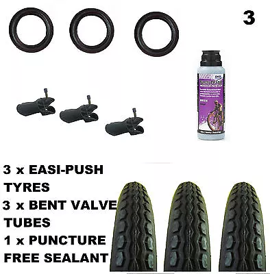 £40.48 • Buy 3 X Quinny Freestyle PRAM TYRES 12 1/2  X 2 1/4 + Bent Tubes + Puncture Sealant