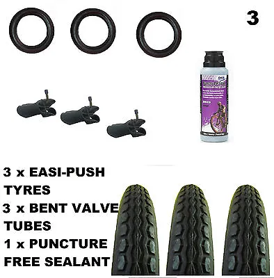 3 X Quinny Freestyle PRAM TYRES 12 1/2  X 2 1/4 + Bent Tubes + Puncture Sealant • £42.50