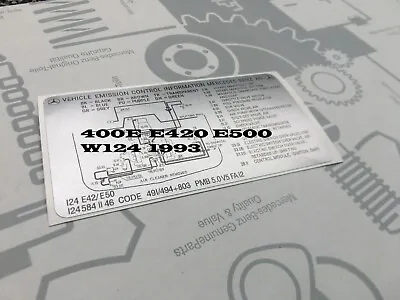 Mercedes W124 400E E420 E500 1993 Sticker  VEHICLE EMISSION CONTROL INFORMATION  • $29