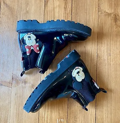 EUC Zara Disney Mickey Mouse Minnie Mouse Combat Boots Youth 1 • $32.99