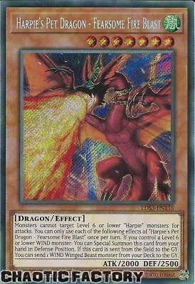 YUGIOH LDS3-EN138 Harpie's Pet Dragon - Fearsome Fire Blast Secret Rare 1st Edit • $3.99