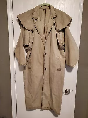 Vintage Western Cowboy Duster Long Cotton Coat  RARE Made In USA Mens M • $45.99